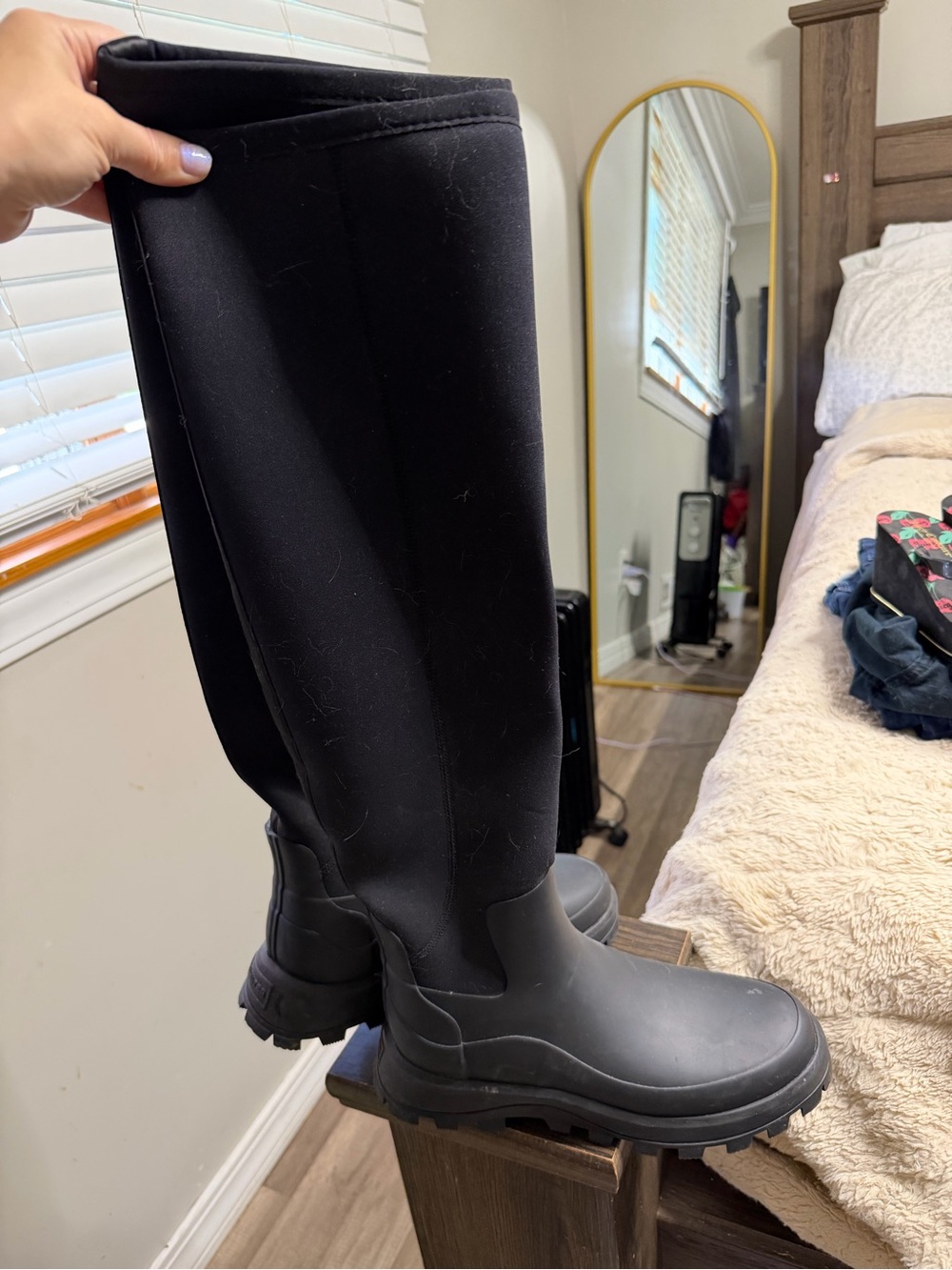 Hunter Black Over-the-Knee Neoprene Rain Boots